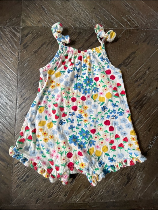 Old Navy Other - Old Navy White Baby Romper with Multicolor Floral & Fruit Print